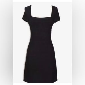 White House Black Market Dress Medium Black LBD Bodycon Sheath Heavy Ribbed